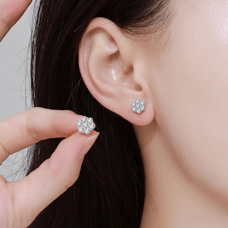 Moissanite Flower Stud