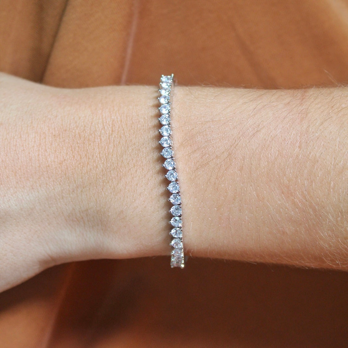 Three Prong Setting Tennis Bracelet