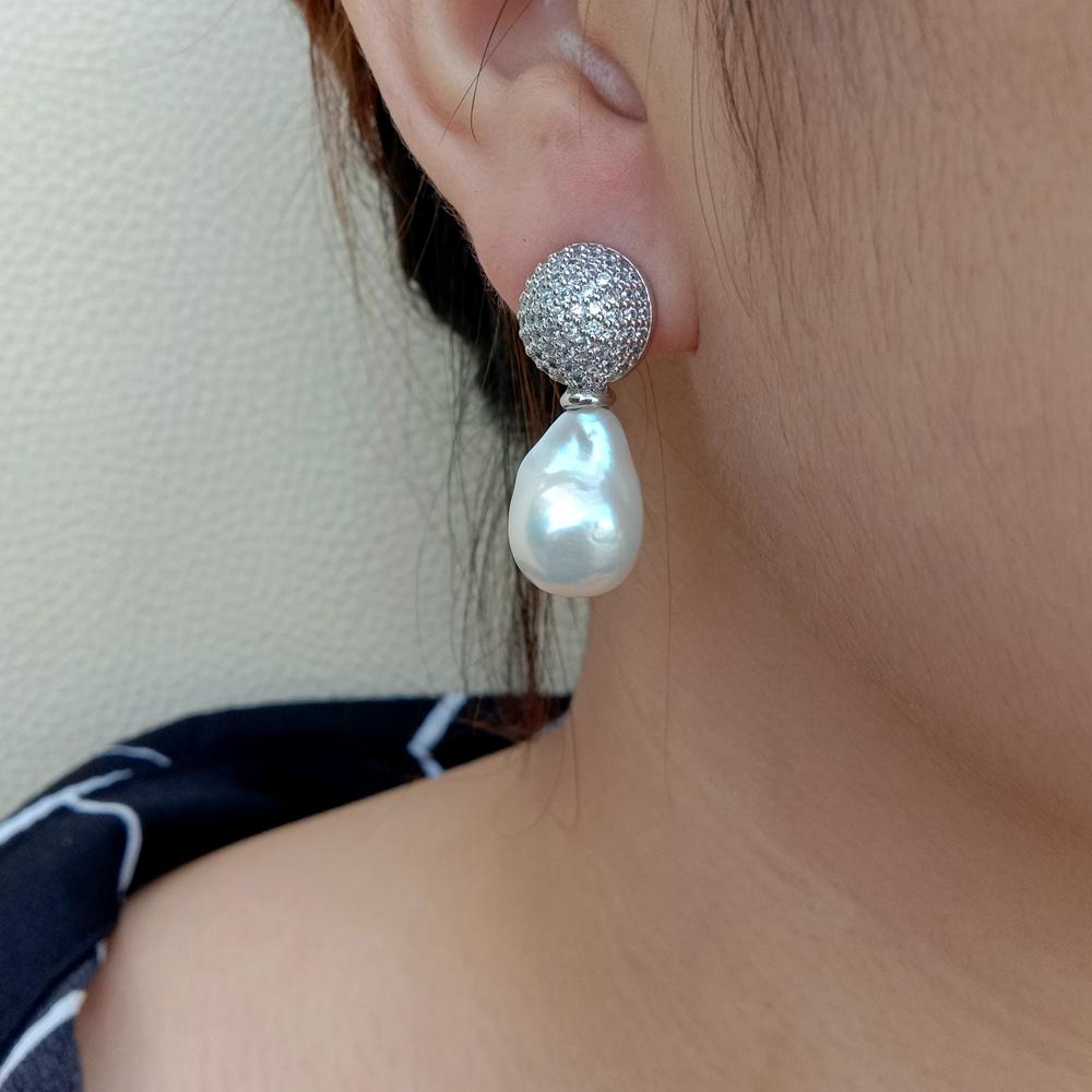 White Baroque Pearl Earrings