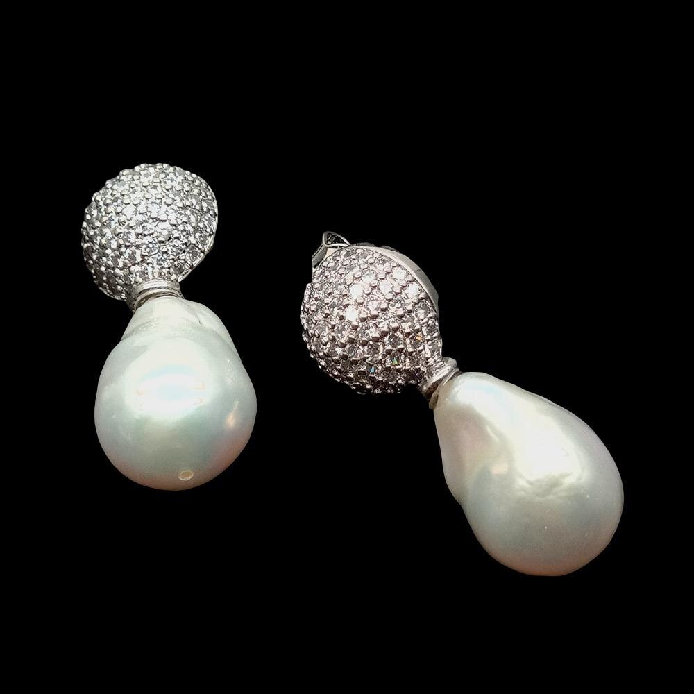 White Baroque Pearl Earrings