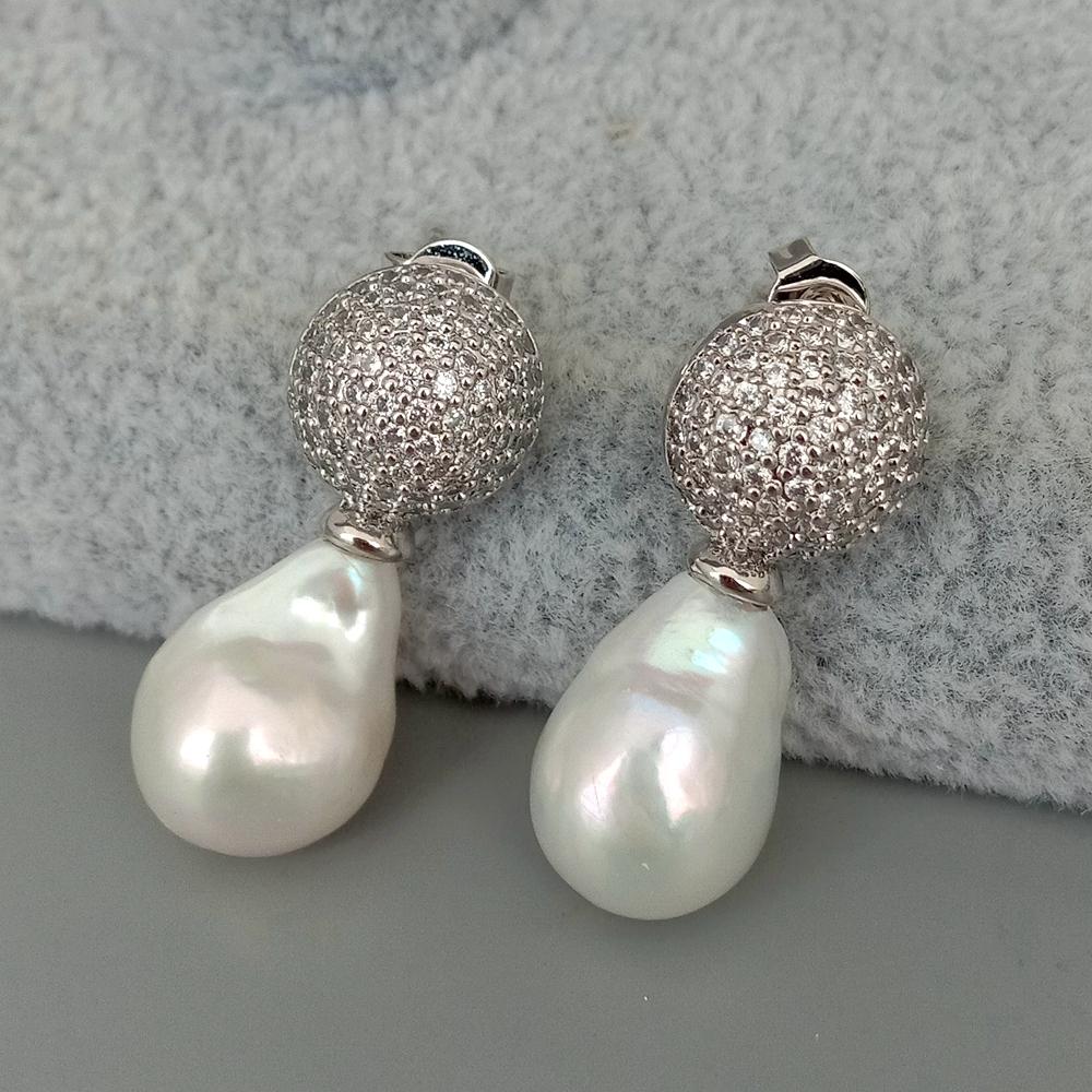 White Baroque Pearl Earrings