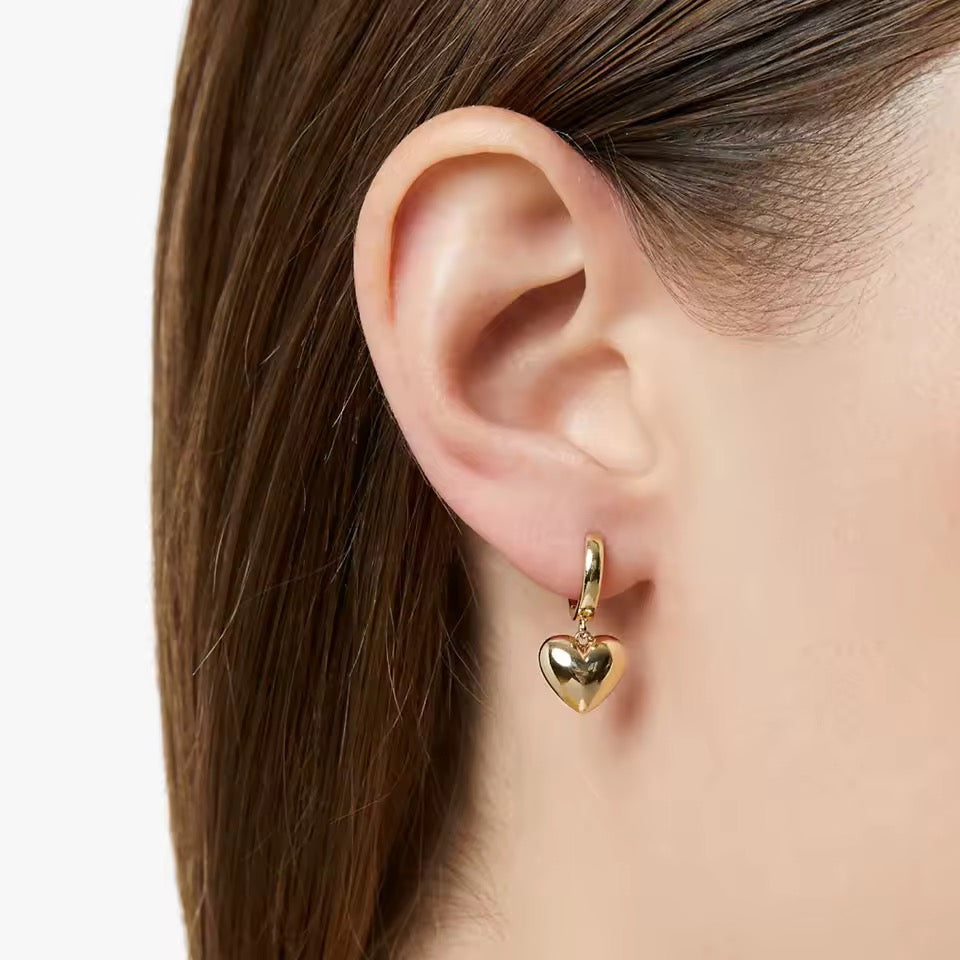 Heart Charm Hoops - Gold