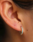 Silver Turquoise Hoops (9mm)
