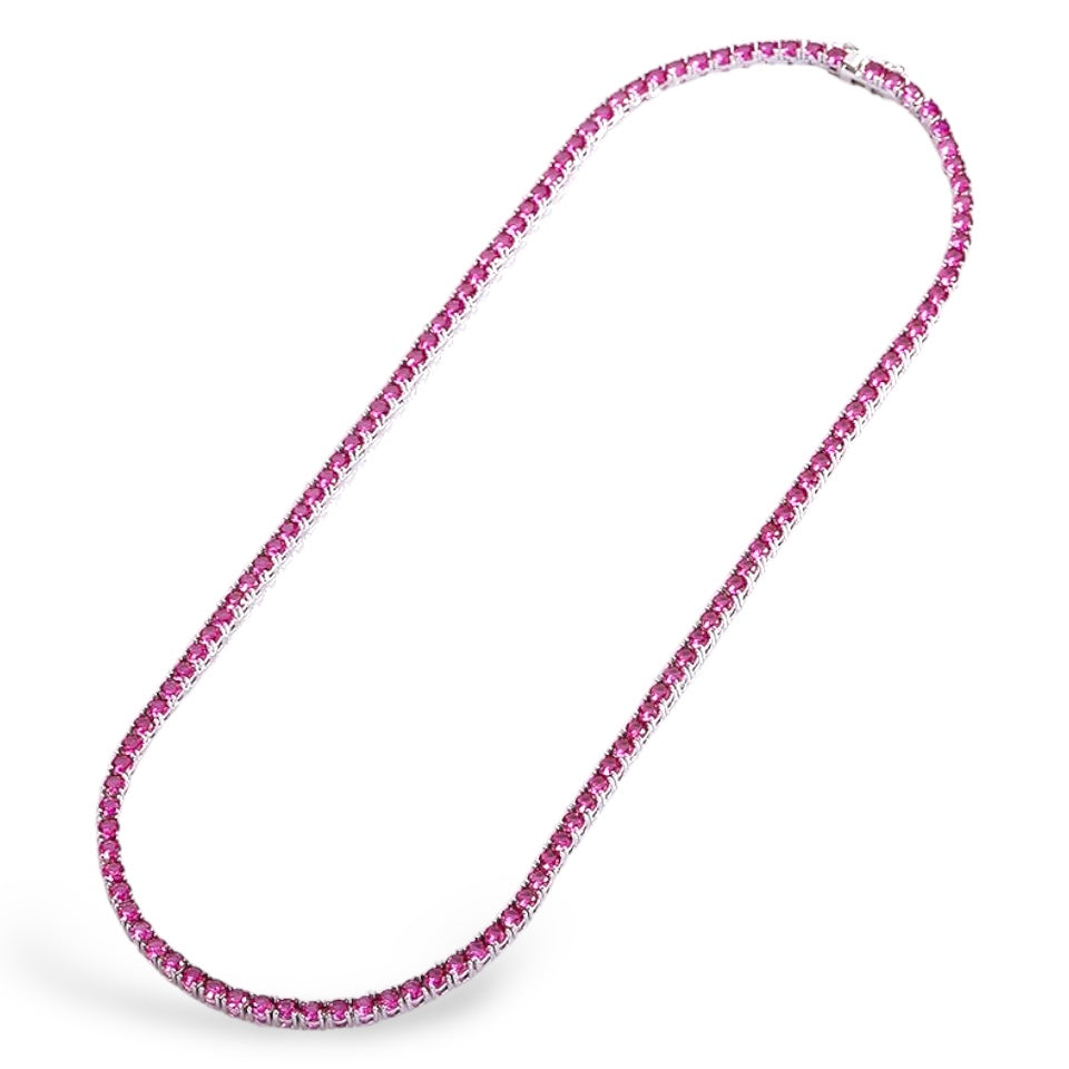 Classic Tennis Necklace - Pink Sapphire