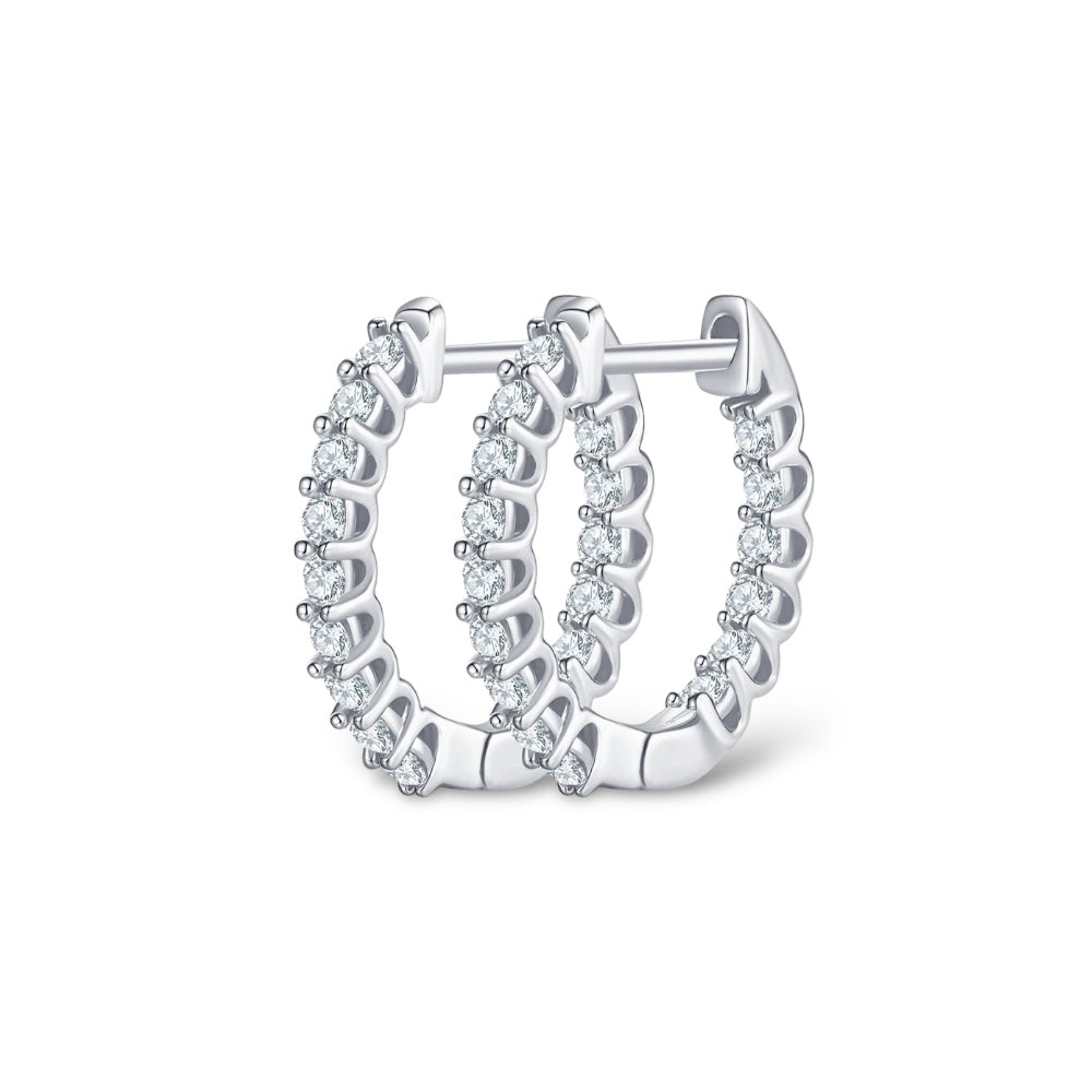 Fancy Moissanite Hoops - Platinum