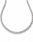 Heart Pave Tennis Necklace - Platinum