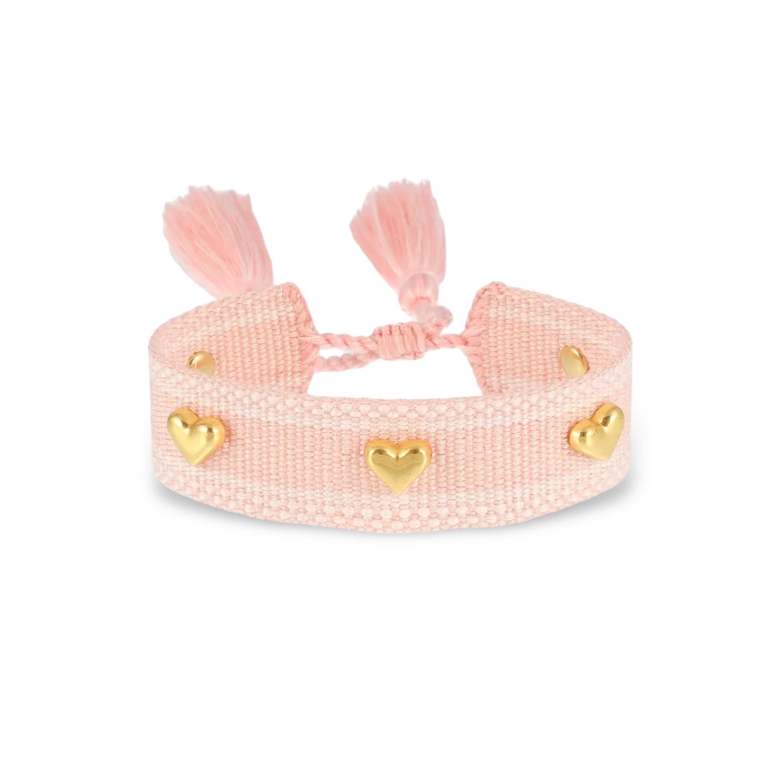Hearts Tassel Bracelet - Pink