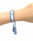 Hearts Tassel Bracelet - Vintage Blue