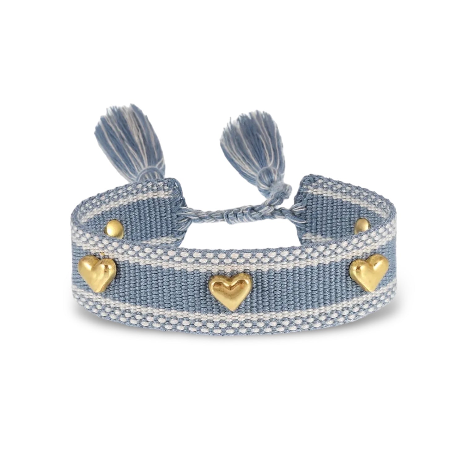 Hearts Tassel Bracelet - Vintage Blue