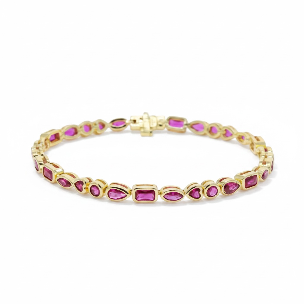 Bonbon Bezel Tennis Bracelet - Red