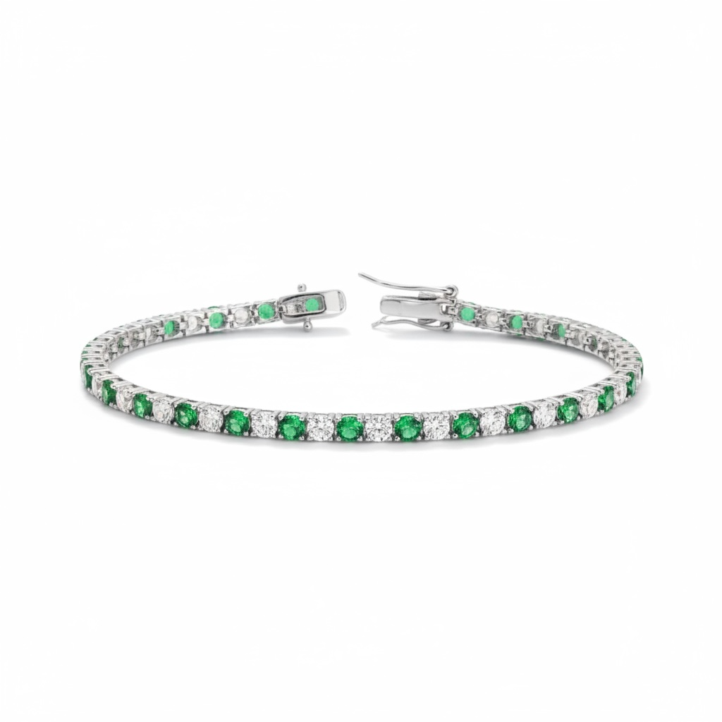 Tutti Frutti Tennis Bracelet - Green &amp; White