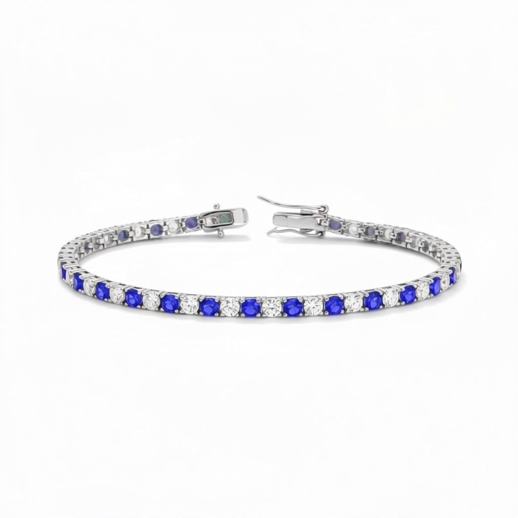 Tutti Frutti Tennis Bracelet - Blue &amp; White