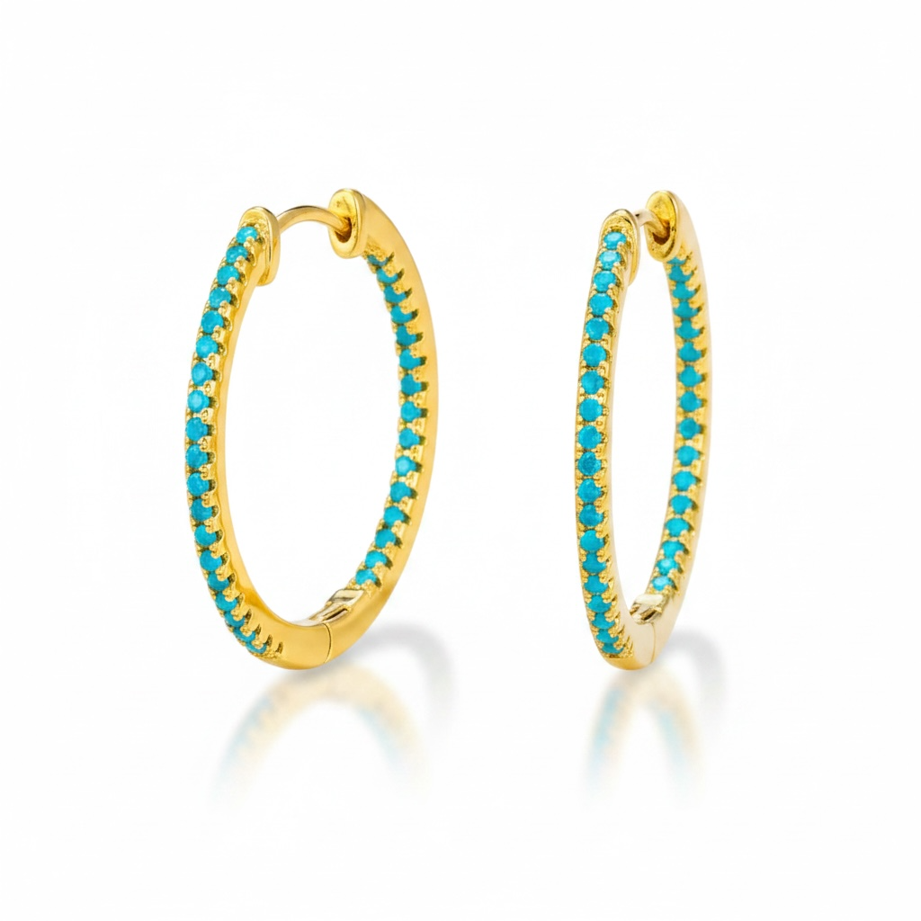 Gumdrop Hoops - Turquoise Gold
