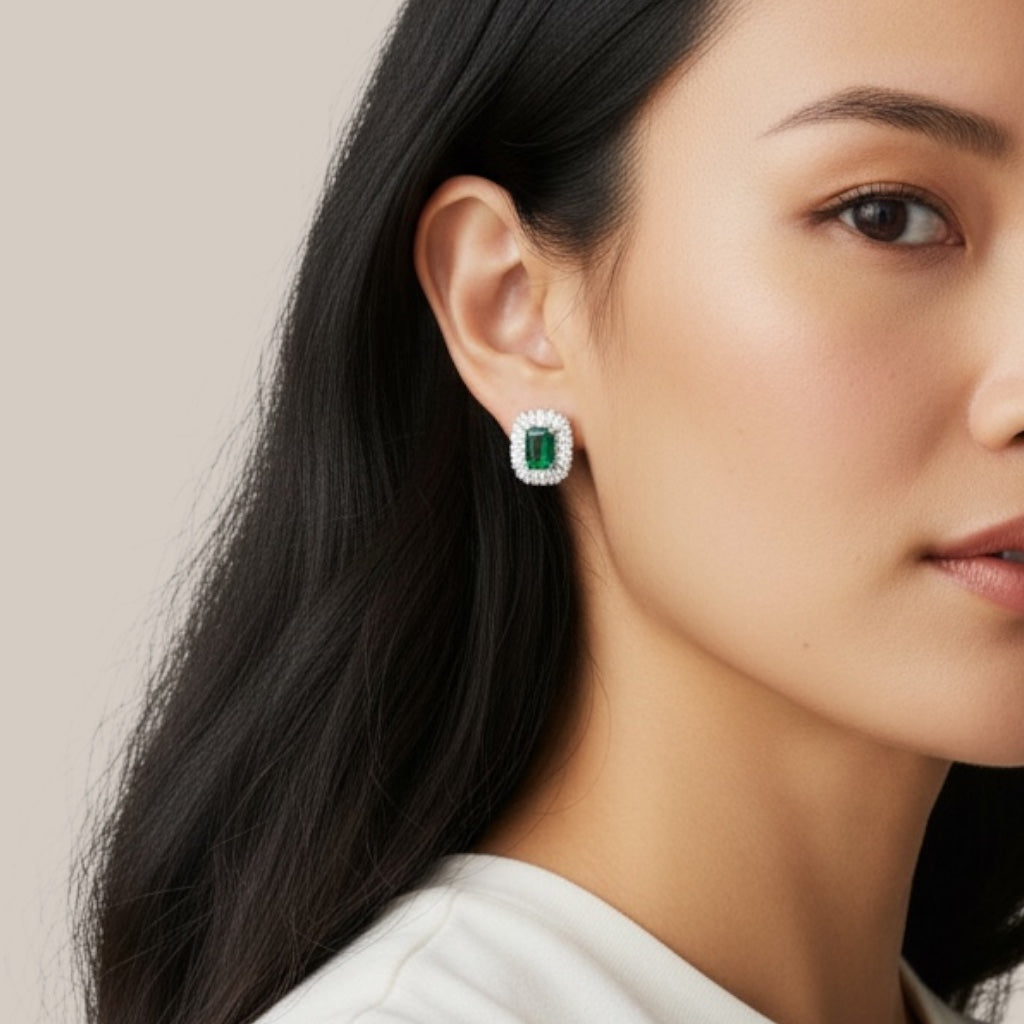 Mini Exquisite Emerald Studs