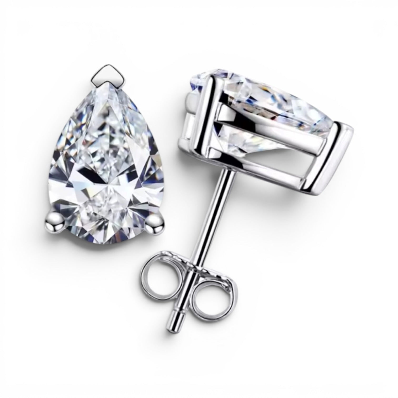 Pear Shape Moissanite Studs