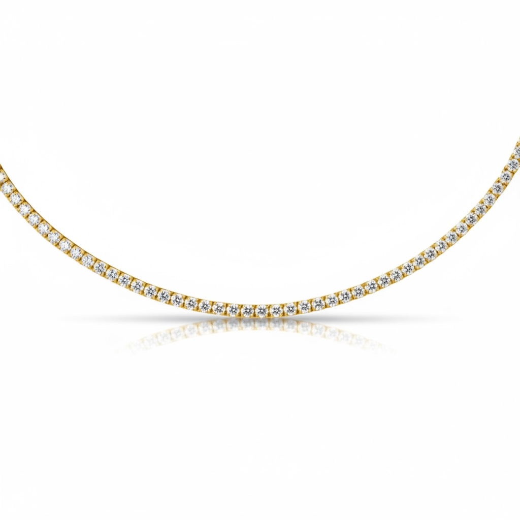 2mm Moissanite Tennis Necklace Gold