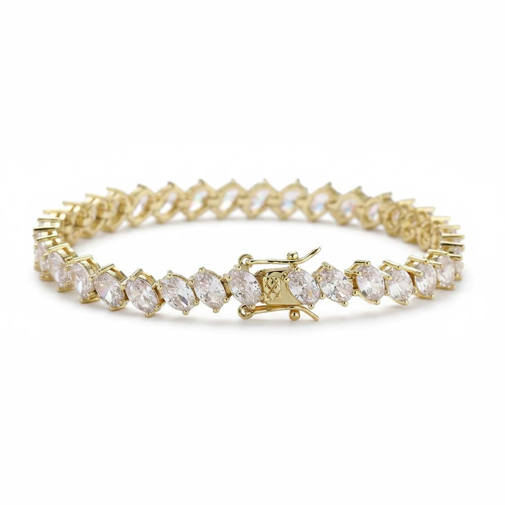 Sugared Gem Tennis Bracelet - Gold