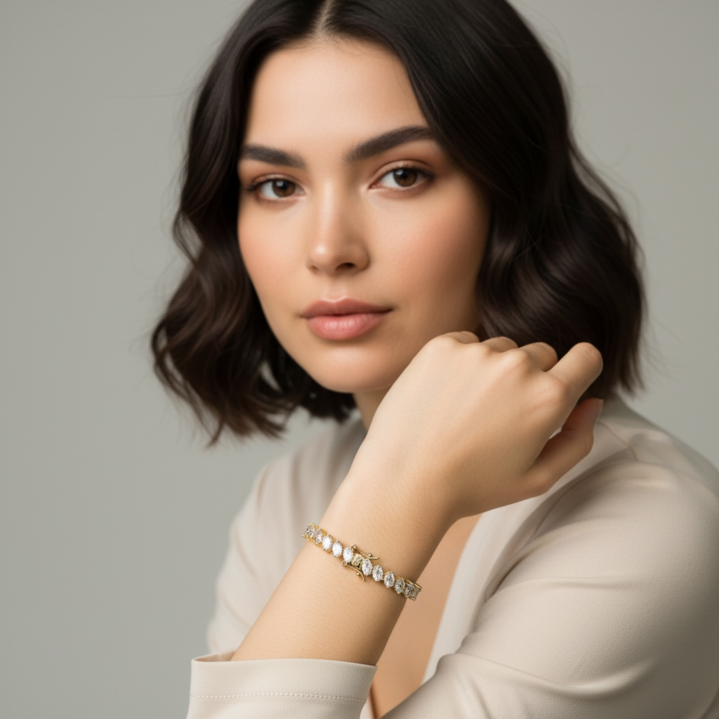 Sugared Gem Tennis Bracelet - Gold