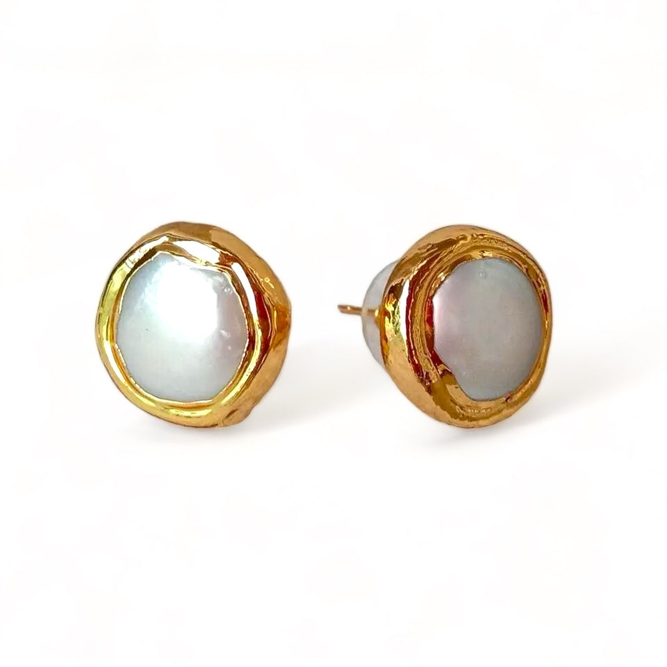 Cultured Coin Pearl Studs