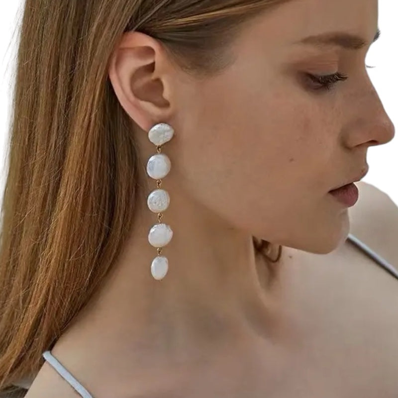 Marshmallow Coin Pearl Earrings