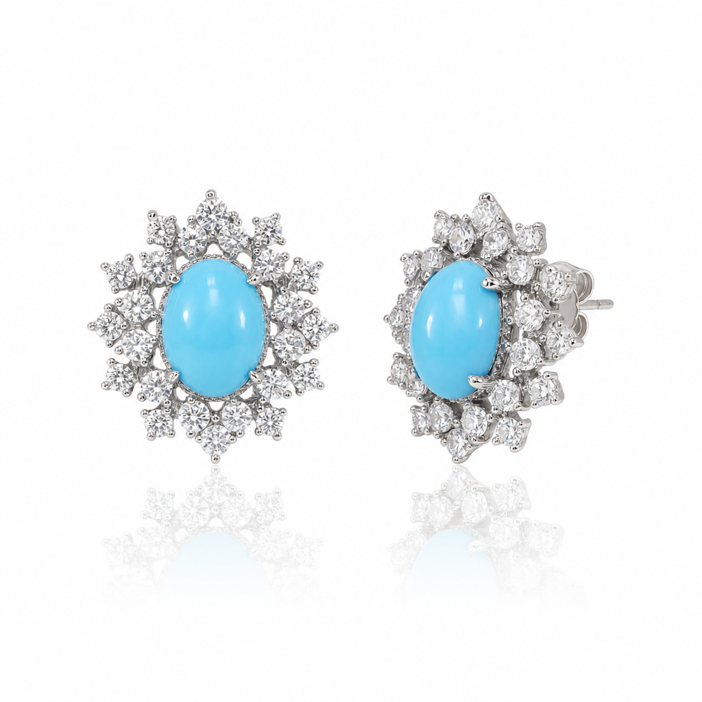 Blue Raspberry Halo Stud Earrings - Queens Candy