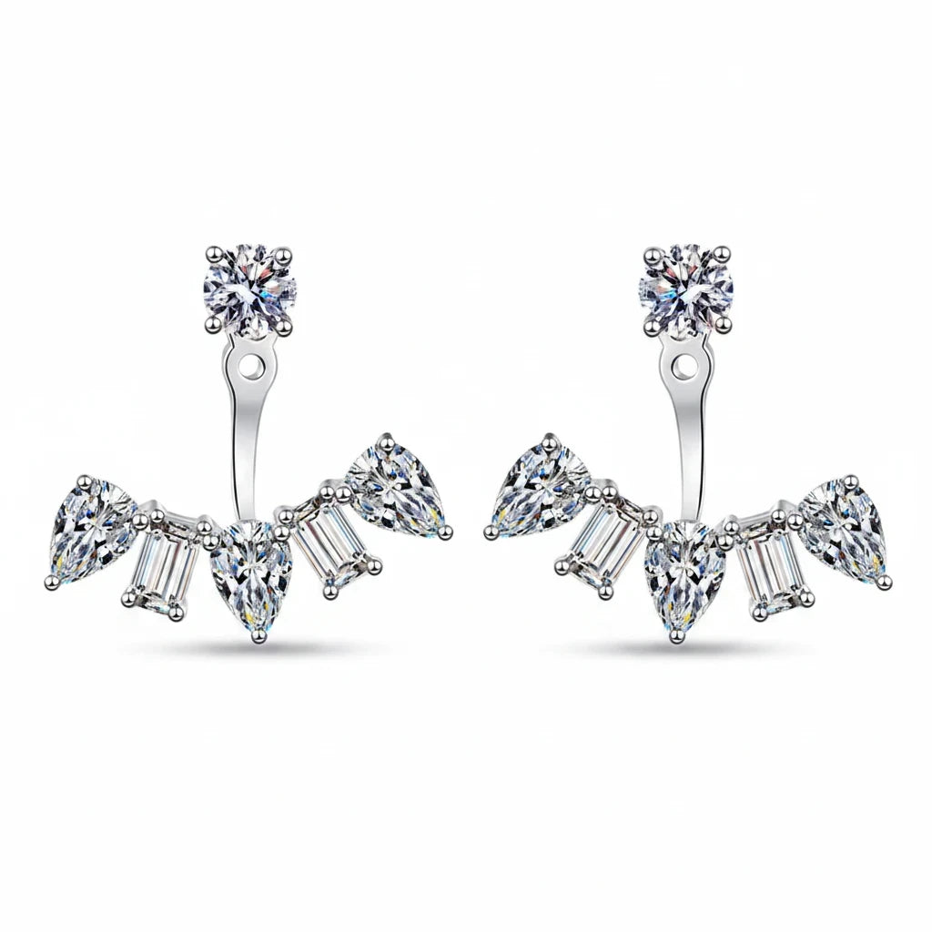 Aretes stud de moissanita 6ct en plata 925 esterlina, vista frontal