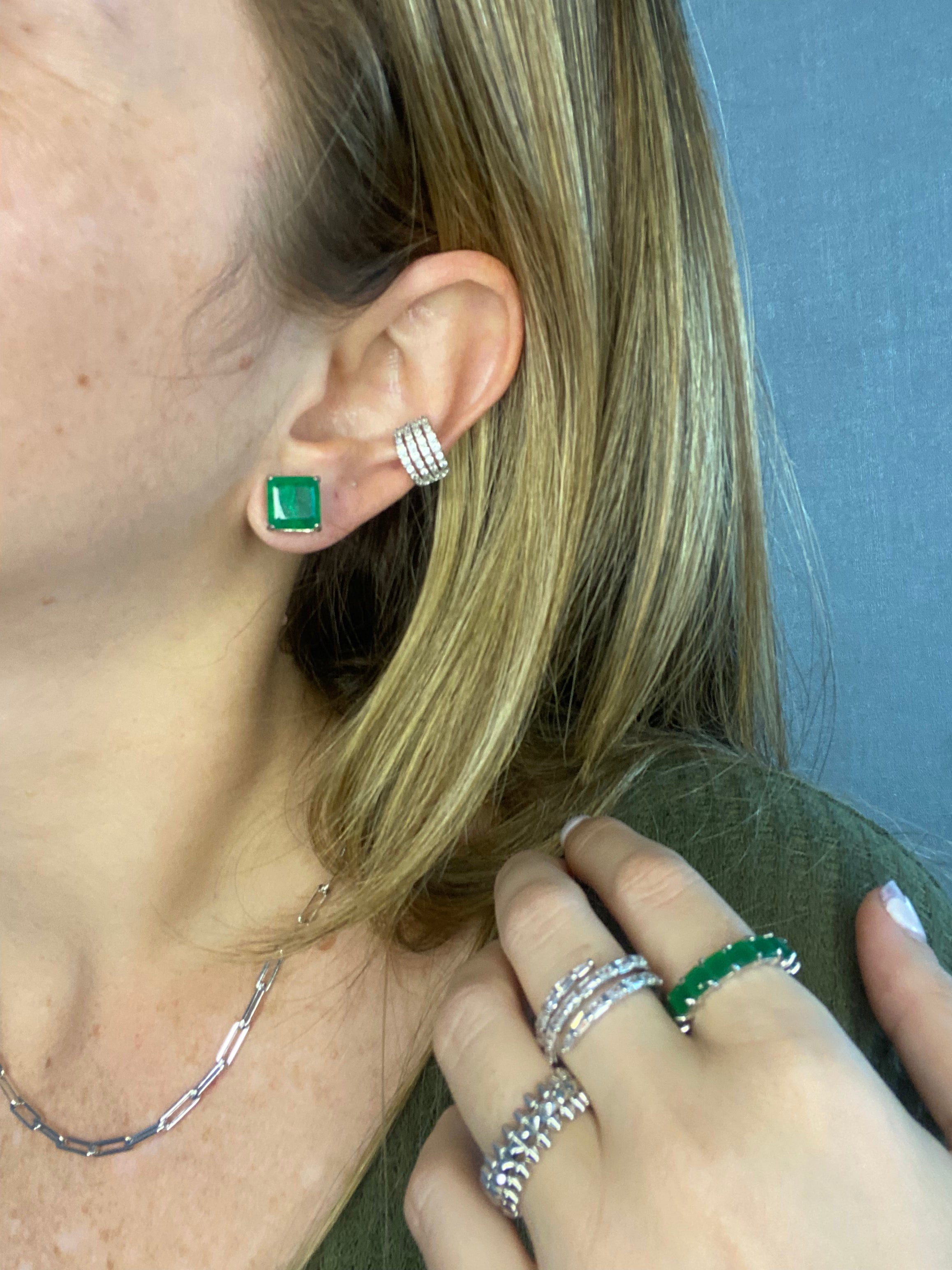 XL Emerald Stud Earring