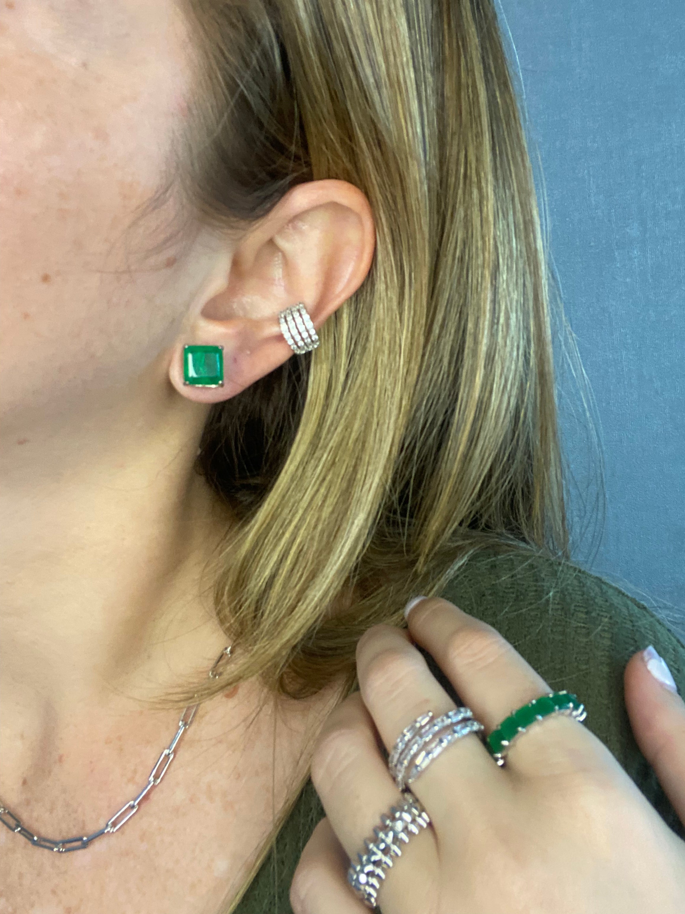 XL Emerald Stud Earring