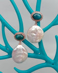Apatite and Pearl Drop Earrings