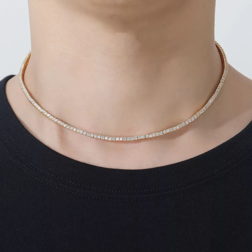 Gold 2mm Classic Tennis Necklace