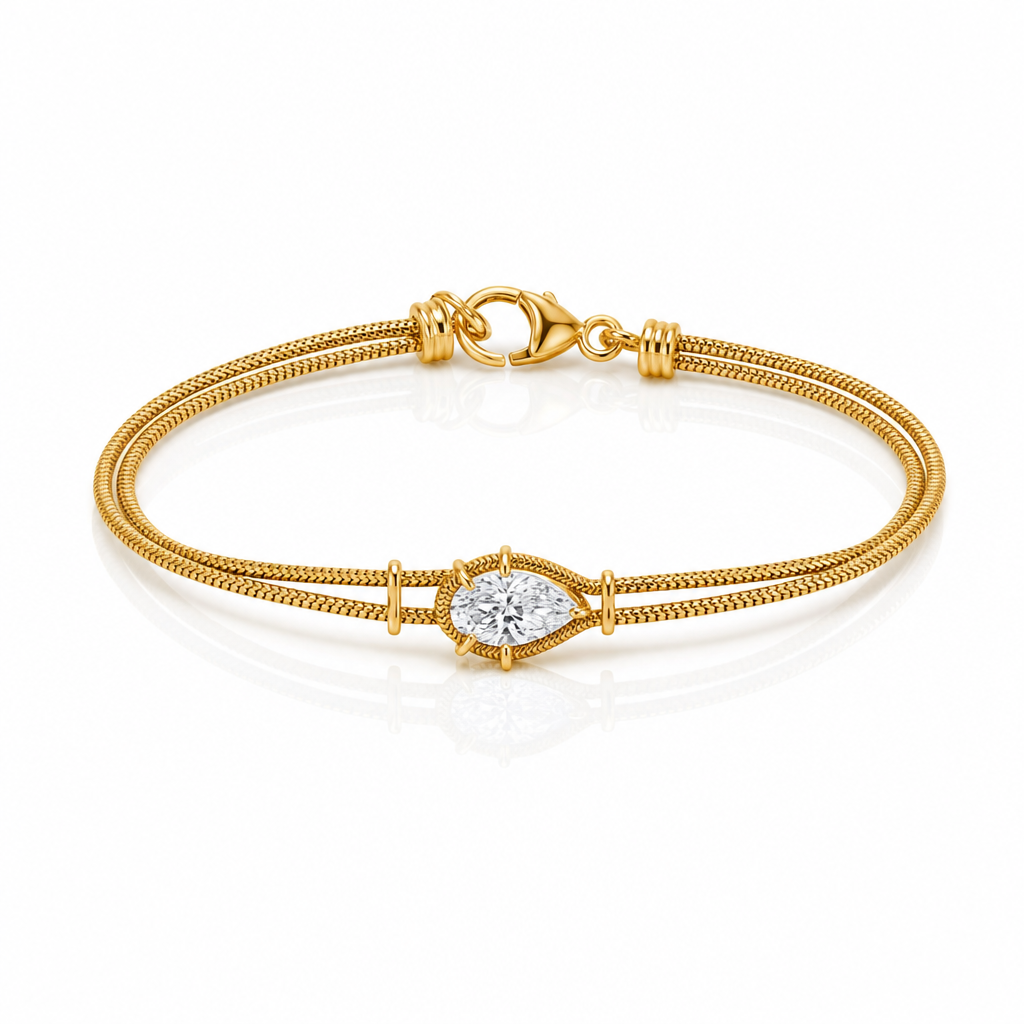 Macaron Drop Chain Bracelet - Gold Pear - Queens Candy