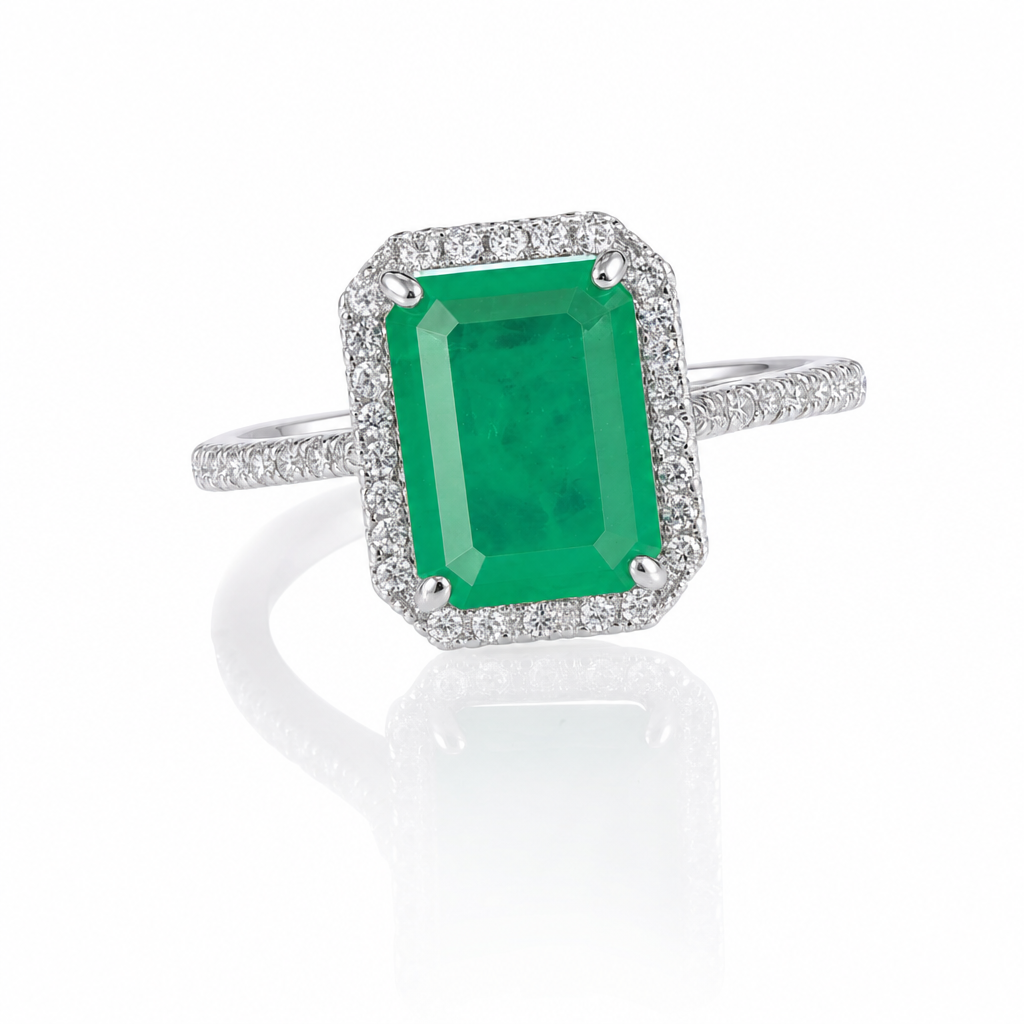 Pistachio Halo Ring - Emerald - Queens Candy
