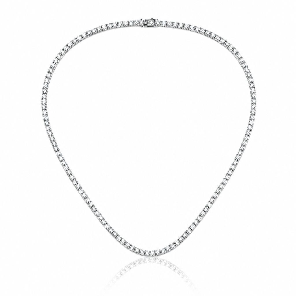 Platinum 2mm Classic Tennis Necklace - Brass - Queens Candy