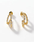 Aretes Queens Candy de doble aro en cobre bañado en oro con incrustaciones de brillantes zirconias cúbicas 5A