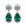 Aretes Queens Candy Bloom Drop con flor de zirconias y gota de cristal verde en baño dorado