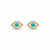Aretes Queens Candy de ojito azul en plata 925 con baño de oro y zirconias brillantes