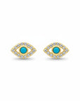 Aretes Queens Candy de ojito azul en plata 925 con baño de oro y zirconias brillantes