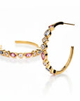 Aros C-hoop Queens Candy de plata 925 con baño dorado y zirconias multicolor en engaste