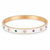 Brazalete Queens Candy de acero inoxidable rosado con esmalte blanco, estrellas y zirconias multicolor