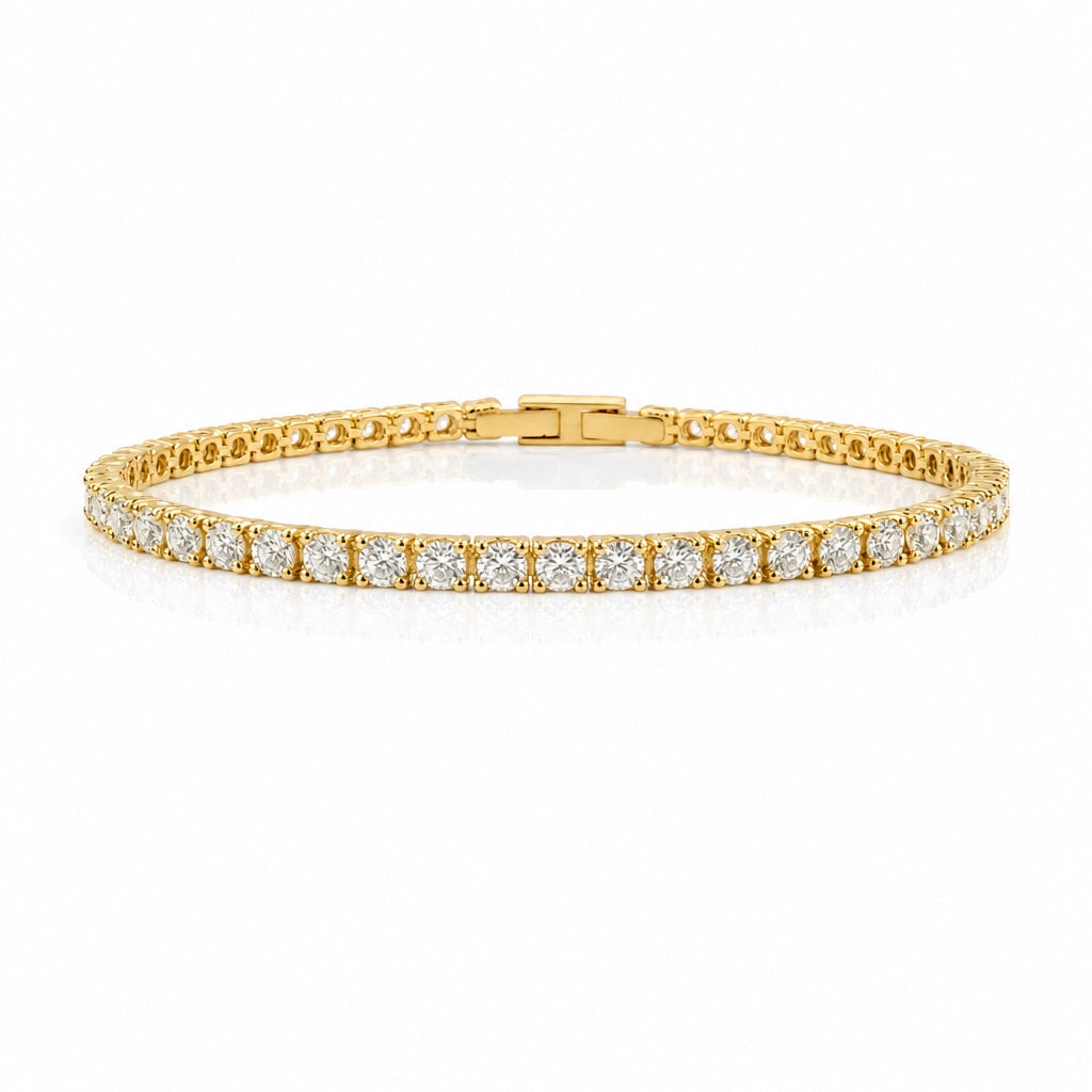Gold Classic Tennis Bracelet 3mm - pulsera tennis dorada - Queens Candy