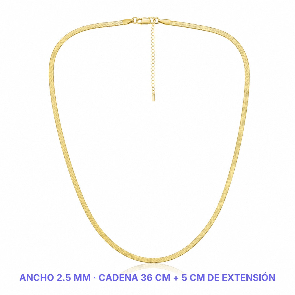 Herringbone Necklace - 925 - medidas dorada 2.5mm - Queens Candy