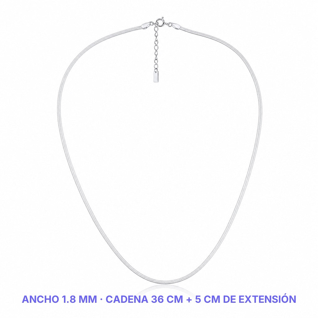 Herringbone Necklace - 925 - medidas plateada 1.8mm - Queens Candy