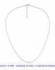 Herringbone Necklace - 925 - medidas plateada 1.8mm - Queens Candy