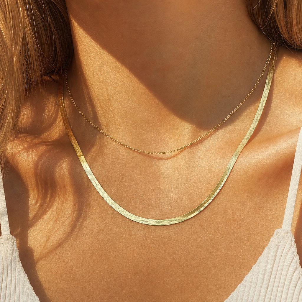 Herringbone Necklace - 925 - en capas - Queens Candy