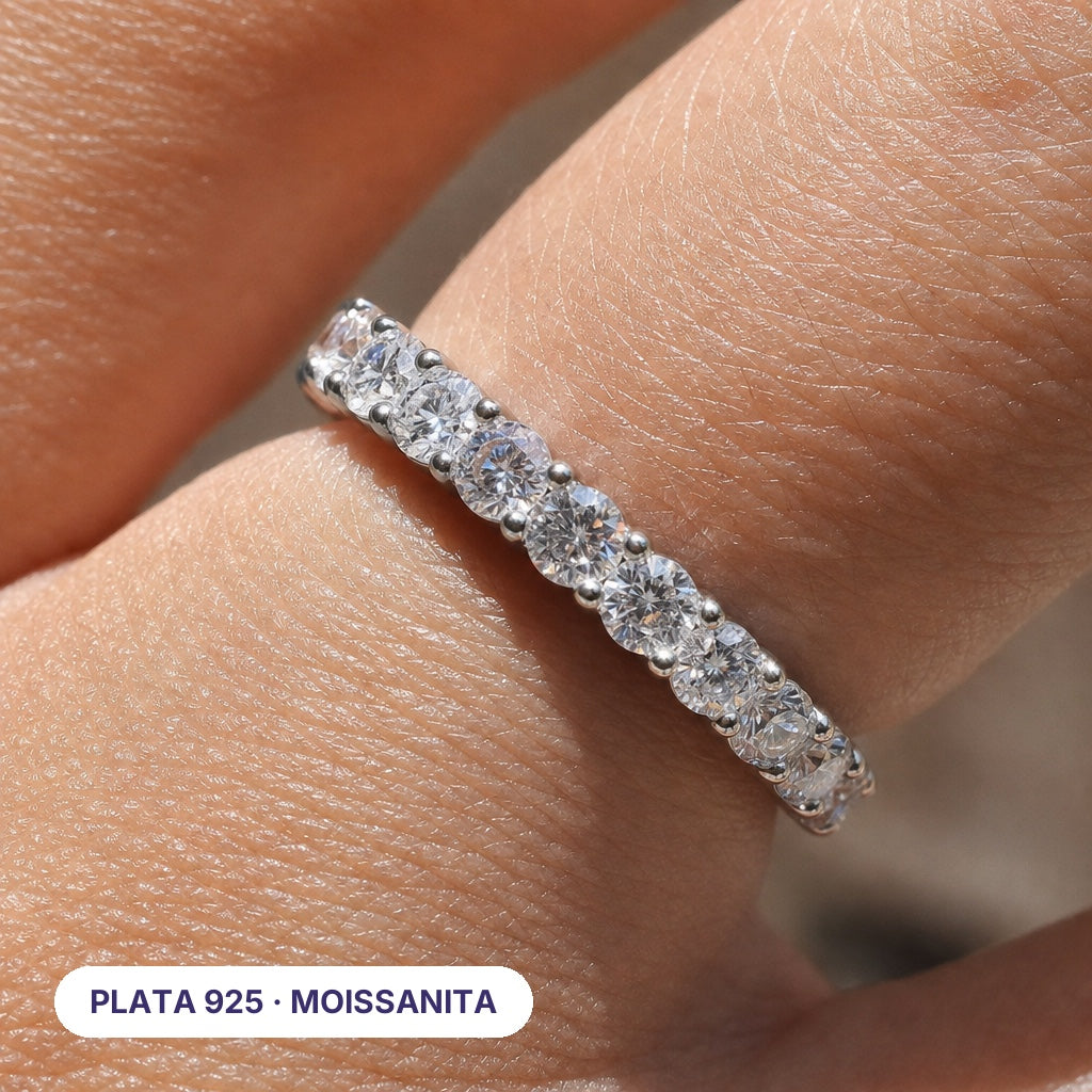 Moissanite Full Eternity 4mm - de cerca: plata 925 y moissanita - Queens Candy