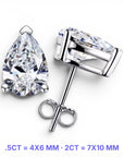 Pear Shape Moissanite Studs - medidas reales por quilate - Queens Candy
