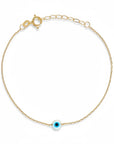 Pulsera Queens Candy de cadena fina en plata 925 con baño dorado y dije de ojo turco azul ajustable