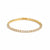 Pulsera tennis Queens Candy dorada con zirconias blancas redondas sobre fondo blanco