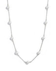 Queens Candy silver choker necklace with delicate chain and spaced irregular freshwater cultured pearls.