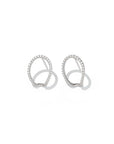 Queens Candy sterling silver irregular hugger earrings with pavé cubic zirconia stones on a white background